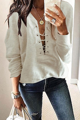 Solid Split Joint Cross Straps V Neck Tops Sai Feel