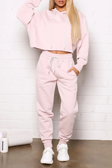 Solid Split Joint Frenulum Hooded Collar Long Sleeve Two Pieces Sai Feel