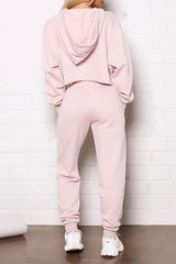 Solid Split Joint Frenulum Hooded Collar Long Sleeve Two Pieces Sai Feel