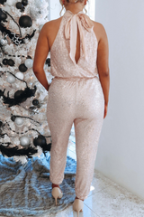 Solid Split Joint Halter Harlan Jumpsuits Sai Feel