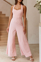 Solid Split Joint Halter Loose Jumpsuits(3 colors) Sai Feel