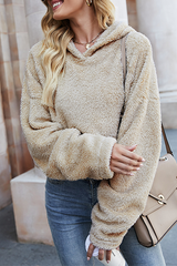 Solid Split Joint Hooded Collar Tops Sai Feel