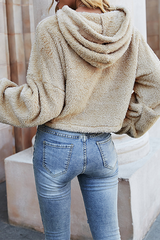 Solid Split Joint Hooded Collar Tops Sai Feel