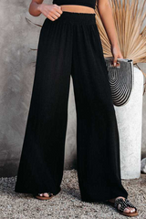 Solid Split Joint Loose High Waist Wide Leg Solid Color Bottoms(6 colors) Sai Feel