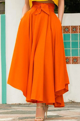 Solid Split Joint Loose Mid Waist Type A Solid Color Bottoms Sai Feel