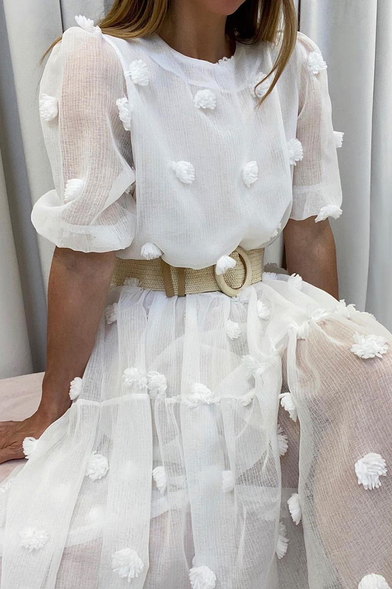 Solid Split Joint O Neck Cake Skirt Dresses Sai Feel