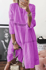 Solid Split Joint O Neck Cake Skirt Dresses(4 colors) Sai Feel