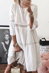 Solid Split Joint O Neck Cake Skirt Dresses(4 colors) Sai Feel