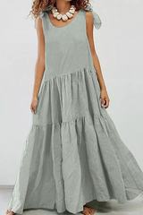 Solid Split Joint O Neck Cake Skirt Dresses(5 colors) Sai Feel