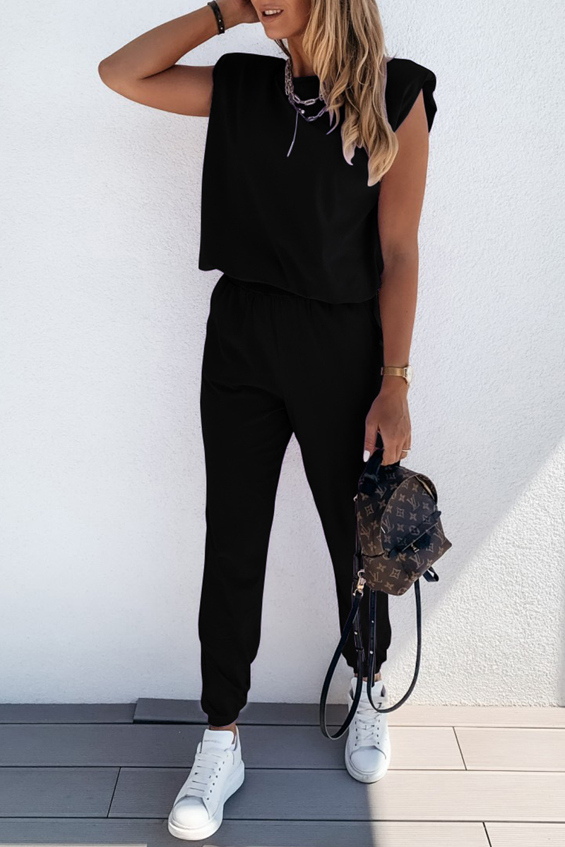 Solid Split Joint O Neck Sleeveless Two Pieces(4 colors) Sai Feel