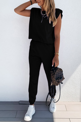 Solid Split Joint O Neck Sleeveless Two Pieces(4 colors) Sai Feel