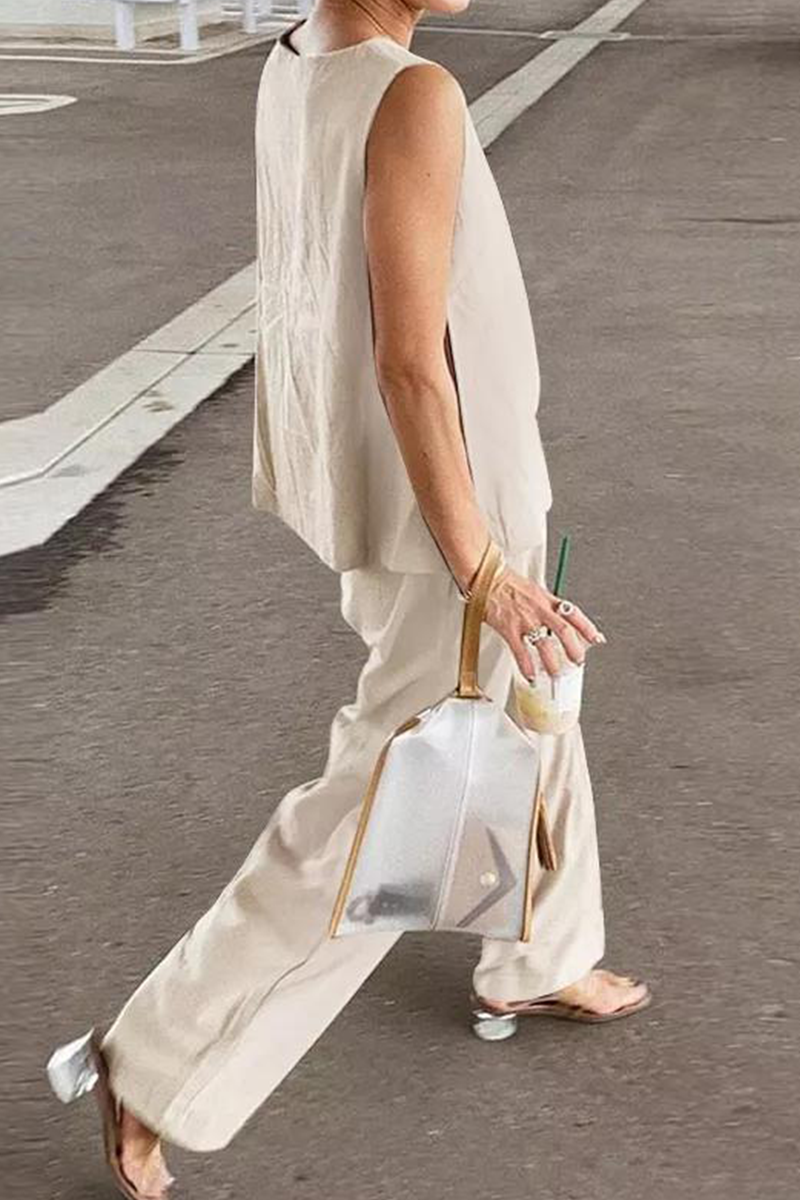 Solid Split Joint O Neck Sleeveless Two Pieces(4 colors) Sai Feel