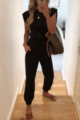 Solid Split Joint O Neck Sleeveless Two Pieces(4 colors) Sai Feel