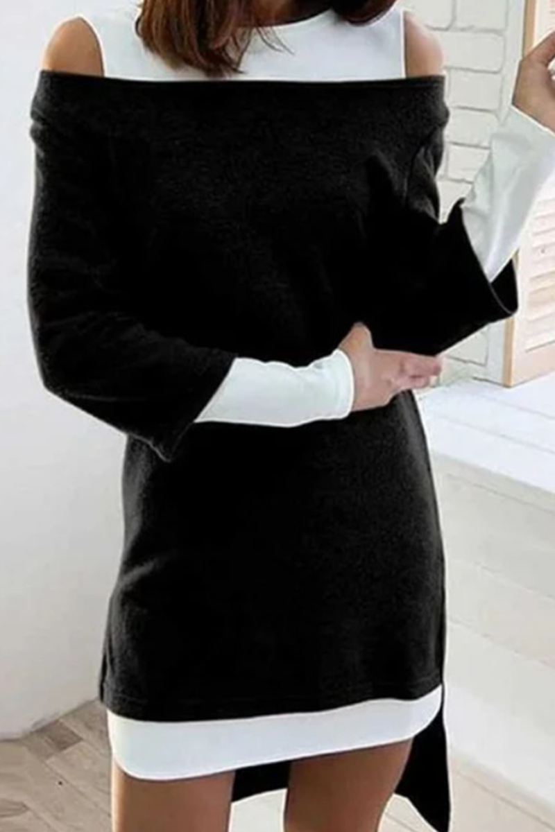 Solid Split Joint O Neck Straight Dresses Sai Feel