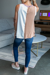 Solid Split Joint O Neck Tops Sai Feel