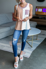 Solid Split Joint O Neck Tops Sai Feel