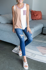 Solid Split Joint O Neck Tops Sai Feel