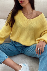 Solid Split Joint V Neck Tops Sai Feel