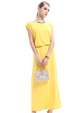 Solid color casual round collar short sleeve dress Sai Feel