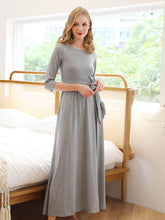 Solid color extra long tie round neck pajamas Sai Feel