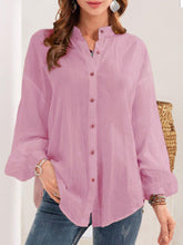 Solid color long sleeve button blouse Sai Feel