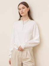 Solid color loose long-sleeved zipper sweater Sai Feel