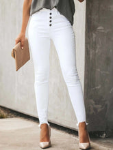 Solid color single breasted pocket stretch pants Pencil Pants Sai Feel