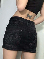 Star Contrast Print A-Line Skirt Sai Feel