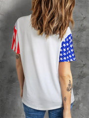 Star and Stripe Statue of Liberty Print T-shirt Sai Feel