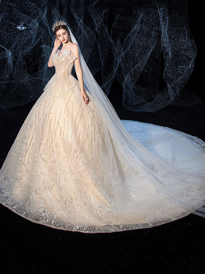 Starry Luxury Big Tail Palace Wedding Dress Sai Feel
