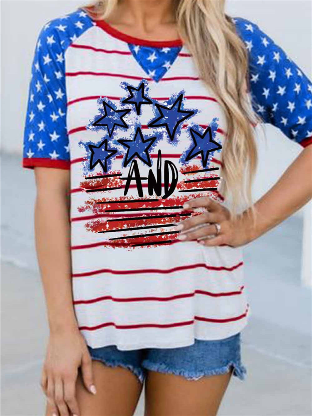 Stars and Stripes Fourth of July T-shirt Sai Feel