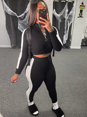 Stitching long-sleeved tight-fitting sports fitness suit women Sai Feel