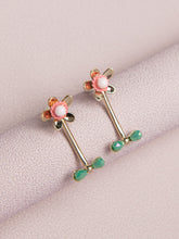 Stone Decor Flower Design Earrings Sai Feel