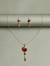 Stone Pendant Earrings Necklace Giftset Sai Feel