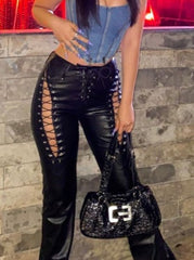 Straight Leg Leather Pants Sai Feel