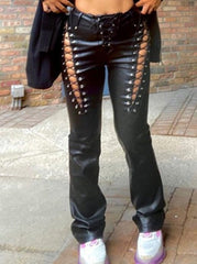 Straight Leg Leather Pants Sai Feel