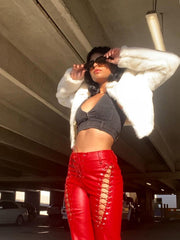 Straight Leg Leather Pants Sai Feel