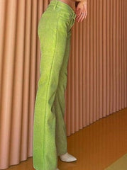 Straight-leg Shiny Silk Trousers Sai Feel