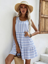 Stripe Block Ruffled Dress Sai Feel