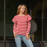 Stripe Ruffle Trim Tee Sai Feel