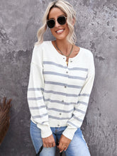 Striped Print Buttoned Sweater Cardigan Sai Feel