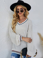 Striped Trim Drop Shoulder Sweatshirt Sai Feel