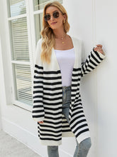 Striped contrast color long knit cardigan Sai Feel