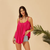 Summer Women Sexy Off Shoulder Cotton Loose T Shirts Backless Camisole Ladies Solid Color Tank Tops Sai Feel