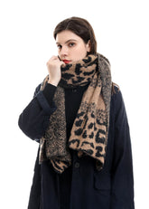 Super Soft Knit Leopard Jacquard Scarf Sai Feel