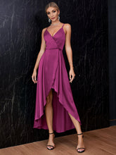 Surplice Front Crisscross Back Satin Tulip Hem Dress Sai Feel