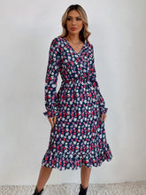 Surplice Neck Disty Floral Elastic Waist Dress Sai Feel