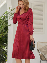 Surplice Neck Pleated A Line Dress Sai Feel