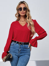 Swiss Dot Flounce Sleeve Top Sai Feel