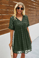 Swiss Dot Short Sleeve Chiffon Dress Sai Feel